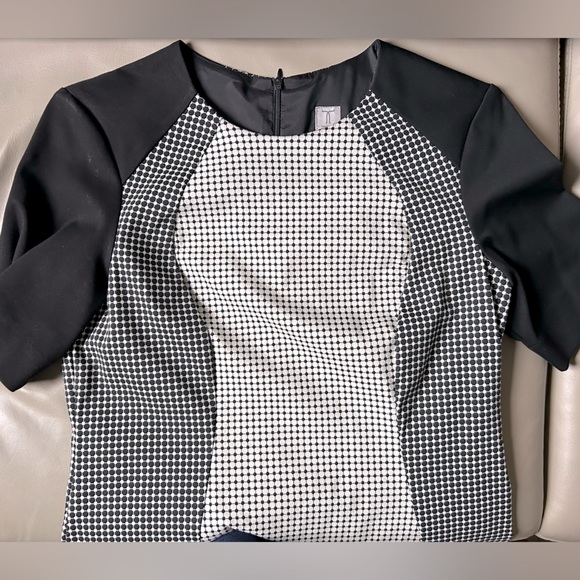 Tristan Black and white patterned sheath dress knee length elbow sleeves - Picture 6 of 8